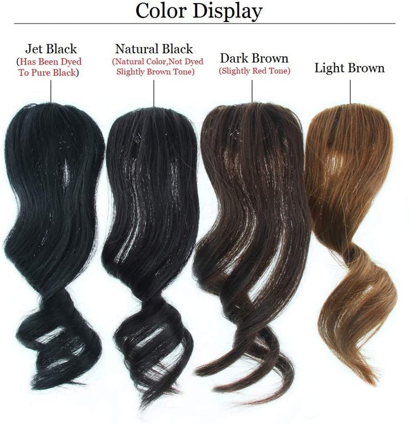 Dsoar 2Pcs Clip in Wave Side Bang Real Human Hair Bang Clip in Bangs Curly Fringe Hair Extension(Light Brown) - Image 3